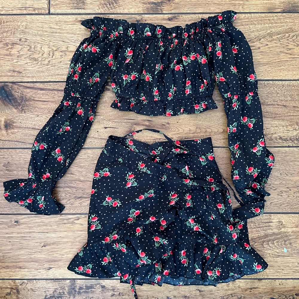 SOUTH BEACH ASOS rose wrap skirt set